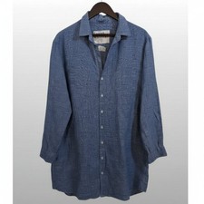 Frank & Eileen Mary 100% Italian Linen Blue Shirtdress Large