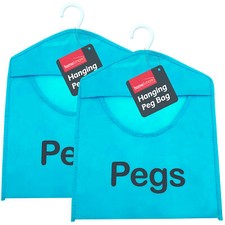 2pk Fabric Clothes Peg Bag with Hanger Laundry Washing Hanging Storage Basket