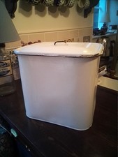 Vintage Enamel Bread Bin White