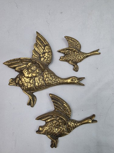 Vintage brass flying ducks - brass,