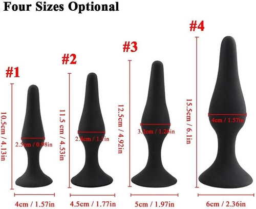 4pcs black silicone butt - silicone, plug