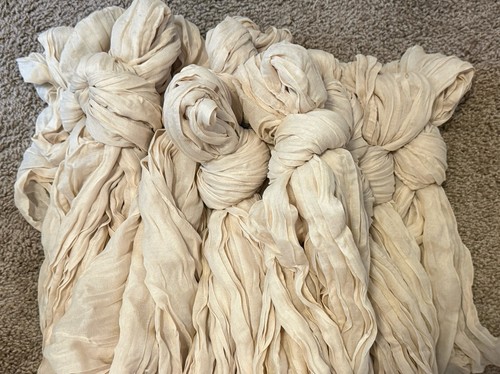Beige cheesecloth table - cheesecloth,
