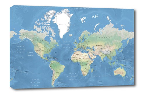 World map wall art - wall, -canvas