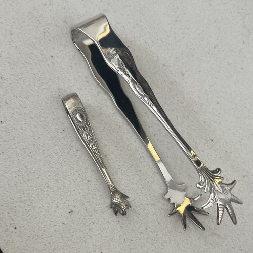 Silver plate sugar tongs set - silver,