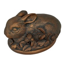 Vintage Rabbit Distressed Gold Resin Bunny Hare Figure Sculpture Doorstop Detail