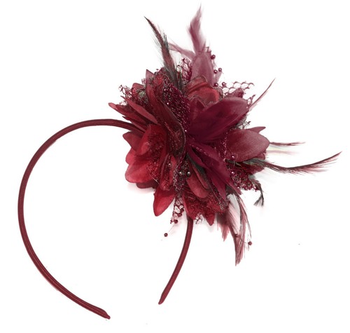 Flower feather hair fascinator - hair,