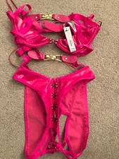 NEW UNWORN WITH TAGS ANN SUMMERS PINK PVC CROTCHLESS BODY SIZE 6 COST £35