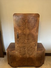 Art Deco Walnut Tallboy Wardrobe / Cabinet
