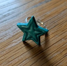 Adjustable Green Star Ring Hand-made Second Hand Dark Green Sparkly Ring