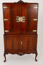 Queen Anne Cocktail Cabinet Revival Mahogany Drinks Chest