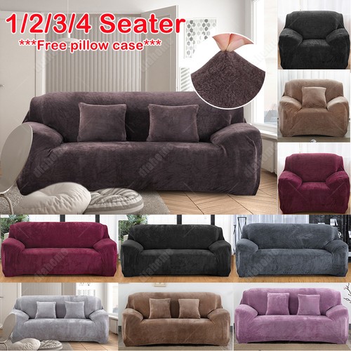 Plush elastic sofa slip cover - elastic,