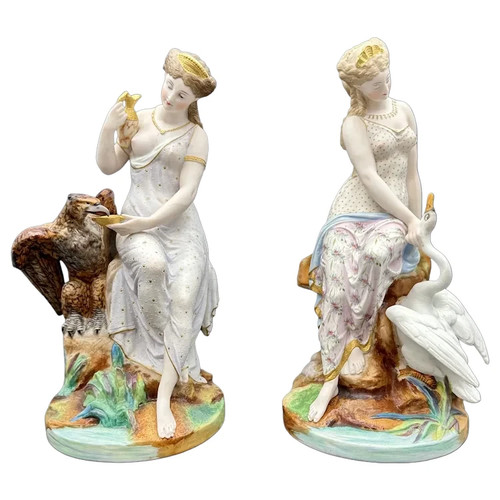 French bisque figurines leda - figurines,,