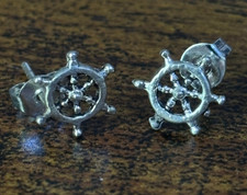 Pair Silver Plated Ships Wheel