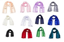 Plain Scarf  Silk Feel Satin Stripe Lightweight Neck Wrap Women Fashion Scarves