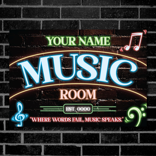 Personalised music room - music, neon