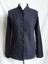 EAST Charcoal Grey Boiled Wool Jacket  UK 12  Cardigan Buttons Mandarin Collar