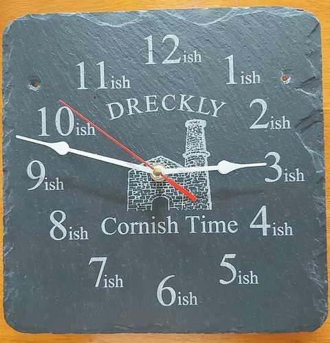 Dreckly slate clock etched - dreckly,