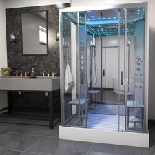 Insignia Platinum Twin Steam Shower Cabin Enclosure Rectangle 1400x900mm Chrome