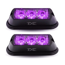 2x 3-LED Purple Car Recovery Flashing Grille Beacon Warning Strobe Lights 12V