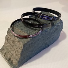 1 x Steinbock & 2 x Michaela Frey Austria Enamel Bangle Bracelet Signed Vintage