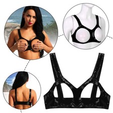 Womens Sexy Cupless Bra PVC