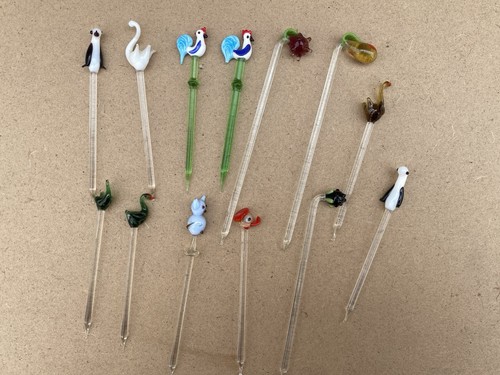Vintage lampwork swizzle - lampwork,