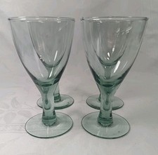 Set 4 Green Glass Wine Goblets