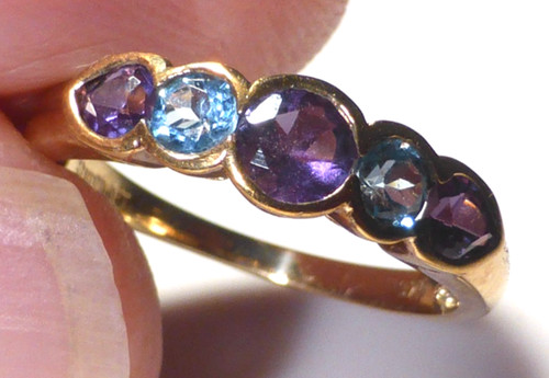 9ct gold ring amethyst - amethyst, blue