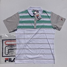 Vintage 1980s Fila Striped Polo Shirt S 48 Made In Italy Deadstock New BJ Tennis