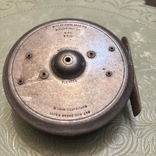 Vtg 1930s Hardy Bros The Uniqua Fly Reel Size 3 5/0 Ribbed Brass Foot EUC Works