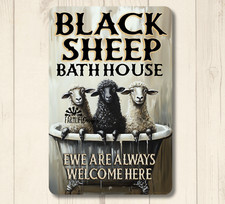 Black Sheep Bathhouse funny bathroom bath sign metal wall bathtub art tin gift