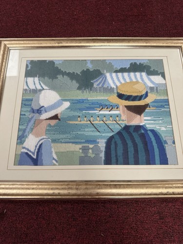Vintage framed needlepoint - vintage,