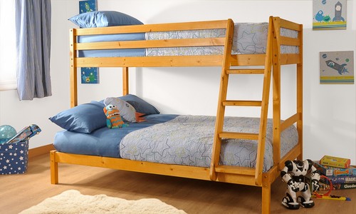 Triple bunk bed - bed, pine
