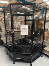 Parrot-Supplies Denver XL Macaw Corner Parrot Cage - Black, Huge Macaw Cage,