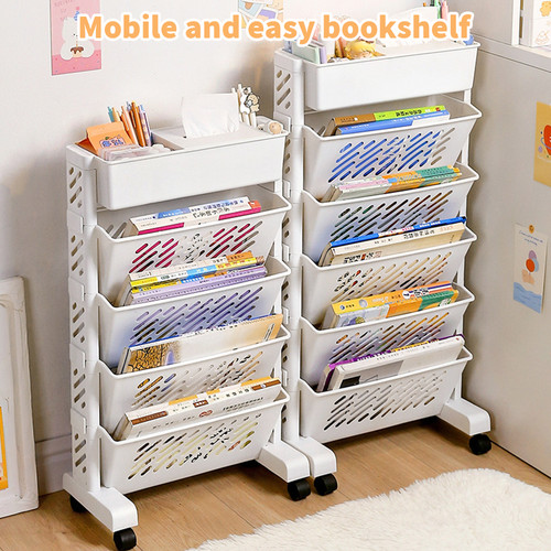 6tier mobile bookshelf cart - bookshelf,