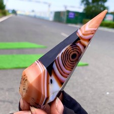 142G Natural red sardonyx striped agate Tower crystal mineral column Healing