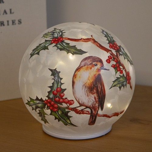 Christmas robin light glass - christmas,