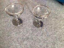 Vintage pair of white fawn babycham  glasses with gold rim from the 50’s