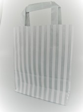 White Brown Candy Stripe SOS Paper Bags Carrier Bags With Handles For Party Gift