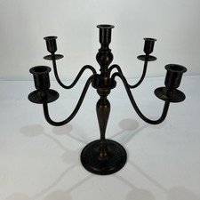 Vintage 5-Arm Brass Candelabra – Heavy Verdigris, Needs Polish, Solid