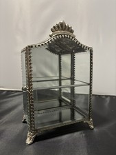 Small Silver Glass mirrored display cabinet perfect for jewellery/perfumes