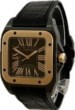 Cartier Santos 100 MM W2020007 2878 Black Automatic Unisex Watch Excellent A4860