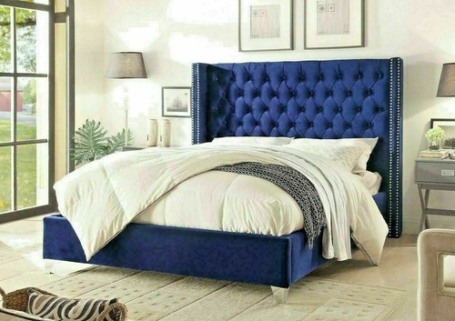 Winged bed frame upholstered - winged,