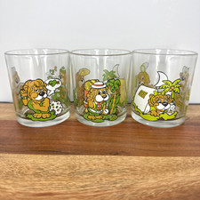 1990s Kinder Ferrero Nutella Leo Lion Tumbler Glass Set Of 3 3.5"
