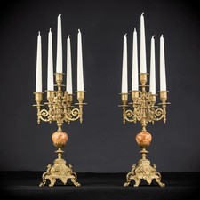 Candelabra Pair | Two Bronze Candle Holders mid 1900s | Baroque Vintage | 16.9"