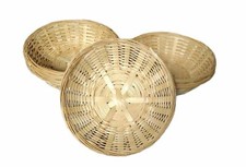 6 Vintage Bread Baskets Small Round Woven Wicker Bamboo Hamper Basket Snack Bowl