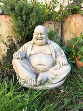 Fat Buddha laughing travelling stone garden ornament meditating wealth statuezen