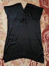 Black Satin Kimono designer Dress 'Shirin Guild'  beautiful design & quality M/L