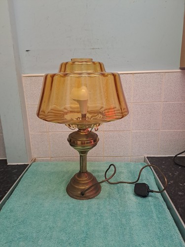 Vintage amber glass shade - amber,