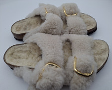 BIRKENSTOCK BIG BUCKLE FUR TEDDY FLEECE ARIZONA CREAM UK 7, EUR 40  NARROW